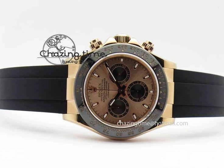 MiroTime 0316 RelaxedFit Daytona 116515 Noob 1:1 Best Edition Rose Gold Dial On Black Rubber Strap A7750(Free Extra Strap) 3740